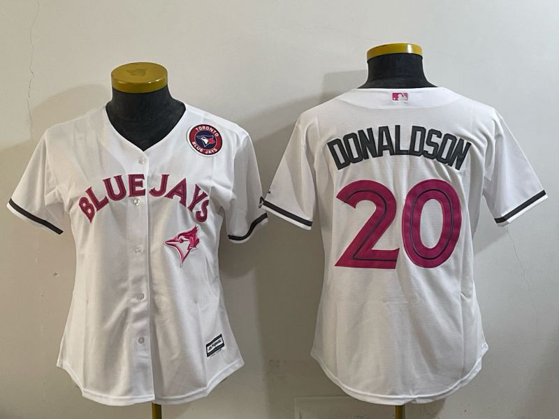 Women 2025 Nike Toronto Blue Jays #20 Donaldson White Game MLB Jersey 05